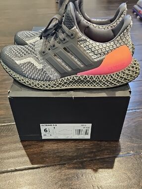 adidas Ultr4D 5.0 Knit Sneakers - Grey with Coral Accent
